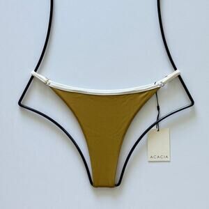 Acacia Swimwear Neema Piped Ribbed Bikini Bottom - Miso - Medium - NWT